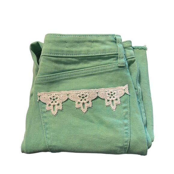 Wild Fable Womens Y2K Green Lace Pockets Highest Rise Wide Leg Ankle Jeans Sz 2 - Picture 6 of 11
